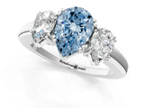 Platinum Three-Stone Fancy Blue Pear Cut Cut Diamond Ring with Channel Set Band and Four-Prong Setting_20