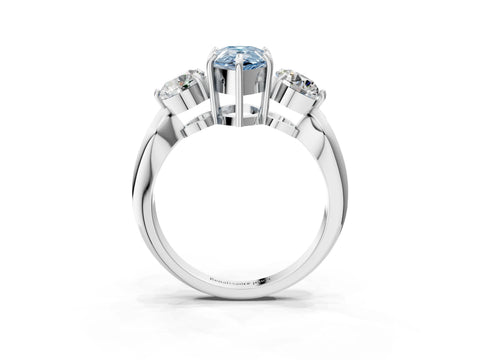 Platinum Three-Stone Fancy Blue Pear Cut Diamond Channel Set Engagement Ring with Prong Setting_27