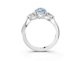 Platinum Three-Stone Fancy Blue Pear Cut Diamond Ring with Pear  Side Stones in Four-Prong Setting_15