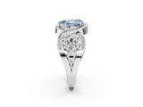 Platinum Three-Stone Fancy Blue Pear Cut Diamond Wave Pave Band with Prong Setting_32