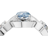 Platinum Three-Stone Fancy Blue Pear Cut Diamond Wave Pave Band with Prong Setting_34