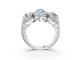 Platinum Three-Stone Fancy Blue Pear Cut Halo Diamond Milgrain Band with Four-Prong Setting_15