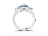 Platinum Three-Stone Fancy Blue Princess Cut Cut Classic Band Prong Setting Ring_15