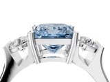 Platinum Three-Stone Fancy Blue Princess Cut Cut Classic Band Prong Setting Ring_16