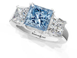 Platinum Three-Stone Fancy Blue Princess Cut Cut Diamond Ring with Channel Set Band and Four-Prong Setting_31