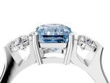 Platinum Three-Stone Fancy Blue Radiant Cut Cut Classic Band Prong Setting Ring_16
