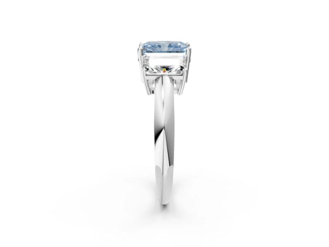 Platinum Three-Stone Fancy Blue Radiant Cut Cut Diamond Engagement Ring with Prong Setting on a White Gold Band_44