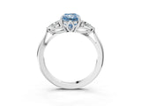 Platinum Three-Stone Fancy Blue Radiant Cut Diamond Ring with Pear  Side Stones in Four-Prong Setting_15