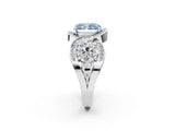 Platinum Three-Stone Fancy Blue Radiant Cut Diamond Wave Pave Band with Prong Setting_32