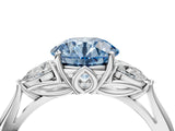 Platinum Three-Stone Fancy Blue Round Cut Diamond Ring with Pear  Side Stones in Four-Prong Setting_28
