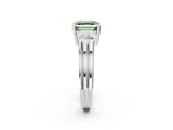 Platinum Three-Stone Fancy Green Asscher Cut Cut Classic Band Prong Setting Ring_14