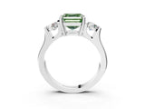 Platinum Three-Stone Fancy Green Asscher Cut Cut Classic Band Prong Setting Ring_15