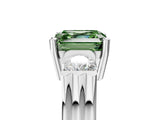 Platinum Three-Stone Fancy Green Asscher Cut Cut Classic Band Prong Setting Ring_17