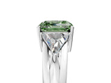 Platinum Three-Stone Fancy Green Asscher Cut Cut Diamond Ring with Trillion Side Stones on a Split Shank Band_11