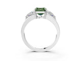 Platinum Three-Stone Fancy Green Asscher Cut Cut Diamond Ring with Trillion Side Stones on a Split Shank Band_9