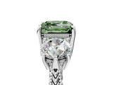 Platinum Three-Stone Fancy Green Asscher Cut Cut Milgrain Band Prong Setting Ring_83