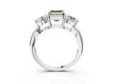 Platinum Three-Stone Fancy Green Asscher Cut Diamond Channel Set Engagement Ring with Prong Setting_27
