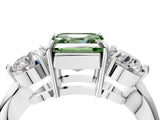 Platinum Three-Stone Fancy Green Asscher Cut Diamond Channel Set Engagement Ring with Prong Setting_28