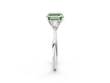 Platinum Three-Stone Fancy Green Asscher Cut Diamond Ring with Pear  Side Stones in Four-Prong Setting_14