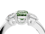 Platinum Three-Stone Fancy Green Emerald Cut Cut Diamond Ring with Channel Set Band and Four-Prong Setting_34