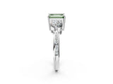 Platinum Three-Stone Fancy Green Emerald Cut Diamond Channel Set Engagement Ring with Prong Setting_20