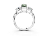 Platinum Three-Stone Fancy Green Emerald Cut Diamond Channel Set Engagement Ring with Prong Setting_21