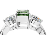 Platinum Three-Stone Fancy Green Emerald Cut Diamond Channel Set Engagement Ring with Prong Setting_22
