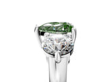Platinum Three-Stone Fancy Green Heart  Brilliant Cut Solitaire Ring with Prong Setting on a Classic Band 5