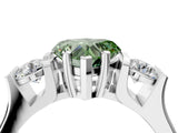 Platinum Three-Stone Fancy Green Heart Cut Cut Classic Band Prong Setting Ring_16