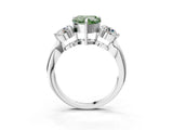 Platinum Three-Stone Fancy Green Heart Cut Diamond Channel Set Engagement Ring with Prong Setting_21