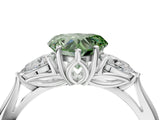 Platinum Three-Stone Fancy Green Heart Cut Diamond Ring with Pear  Side Stones in Four-Prong Setting_16