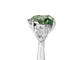 Platinum Three-Stone Fancy Green Heart Cut Diamond Ring with Pear  Side Stones in Four-Prong Setting_17