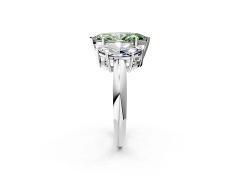 Platinum Three-Stone Fancy Green Marquise Cut Cut Diamond Engagement Ring with Prong Setting on a White Gold Band_68