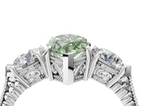 Platinum Three-Stone Fancy Green Marquise Cut Cut Milgrain Band Prong Setting Ring_10