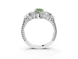 Platinum Three-Stone Fancy Green Marquise Cut Cut Milgrain Band Prong Setting Ring_9