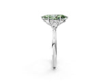 Platinum Three-Stone Fancy Green Marquise Cut Diamond Ring with Pear  Side Stones in Four-Prong Setting_14
