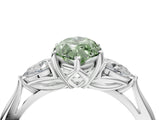 Platinum Three-Stone Fancy Green Marquise Cut Diamond Ring with Pear  Side Stones in Four-Prong Setting_16