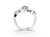 Platinum Three-Stone Fancy Green Marquise Cut Diamond Wave Pave Band with Prong Setting_39