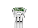 Platinum Three-Stone Fancy Green Oval Cut Cut Classic Band Prong Setting Ring_11