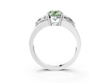 Platinum Three-Stone Fancy Green Oval Cut Cut Diamond Ring with Trillion Side Stones on a Split Shank Band_39