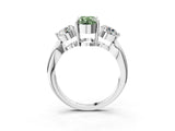 Platinum Three-Stone Fancy Green Oval Cut Diamond Channel Set Engagement Ring with Prong Setting_22
