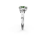 Platinum Three-Stone Fancy Green Pear  Brilliant Cut Solitaire Ring with Prong Setting on a Classic Band 2