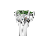 Platinum Three-Stone Fancy Green Pear  Brilliant Cut Solitaire Ring with Prong Setting on a Classic Band 5