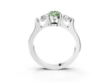 Platinum Three-Stone Fancy Green Pear Cut Cut Classic Band Prong Setting Ring_9