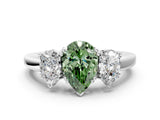 Platinum Three-Stone Fancy Green Pear Cut Cut Diamond Ring with Channel Set Band and Four-Prong Setting_30