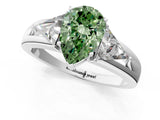 Platinum Three-Stone Fancy Green Pear Cut Cut Diamond Ring with Trillion Side Stones on a Split Shank Band_13