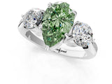 Platinum Three-Stone Fancy Green Pear Cut Diamond Channel Set Engagement Ring with Prong Setting_21