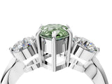 Platinum Three-Stone Fancy Green Pear Cut Diamond Channel Set Engagement Ring with Prong Setting_24