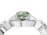 Platinum Three-Stone Fancy Green Pear Cut Diamond Wave Pave Band with Prong Setting_106