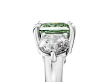 Platinum Three-Stone Fancy Green Princess  Brilliant Cut Solitaire Ring with Prong Setting on a Classic Band 5